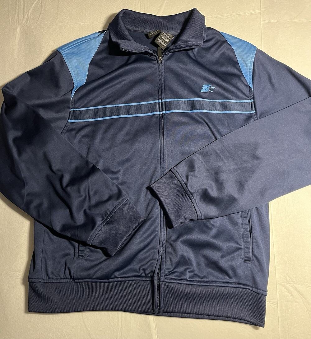 Vintage 90s Starter Track Jacket Men’s Medium 38-40 Navy Blue Full Zip Retro